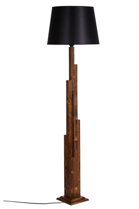 Opviq Lámpara de Pie Kule Ceviz de Madera con Pantalla Negra